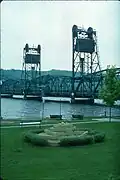 The fountain in Lowell Park near the Stillwater Lift Bridge in Stillwater, Minnesota.