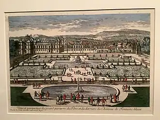 Fountain and garden behind the château (about 1680)