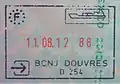 Entry stamp into the Schengen Area issued by the French Border Police at the Port of Dover. ('BCNJ' stands for 'Bureaux à contrôles nationaux juxtaposés' (literally: juxtaposed national control bureaux))
