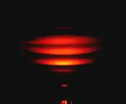 Franck-Hertz experiment with neon gas: three glowing regions