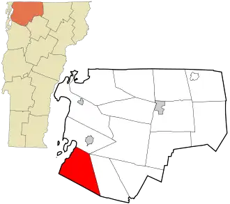 Location in Franklin County and the state of Vermont.