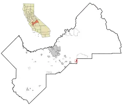 Location in Fresno County and the U.S. state of California