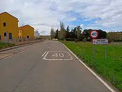 Name of the municipality on the sign indicating the entrance to the urbanized area