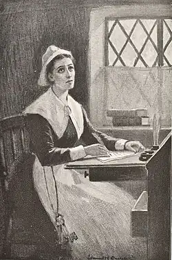 Nineteenth century depiction of Anne Bradstreet by Edmund H. Garrett. No portrait made during her lifetime exists.[1]