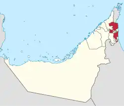 Location of Fujairah in the UAE