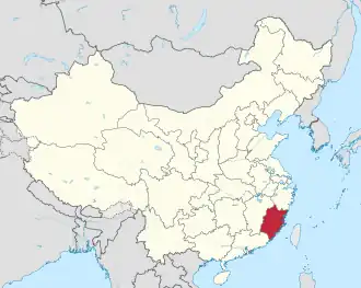 Location of Fujian in China