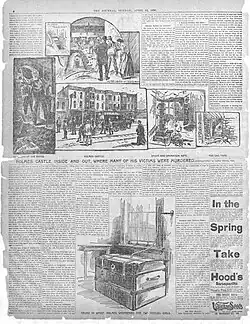 Newspaper page showing building plans and illustrations
