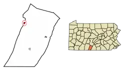 Location of Valley-Hi in Fulton County, Pennsylvania.