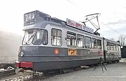 Amsterdam single-articulated tram 586, Type 2G from 1957.
