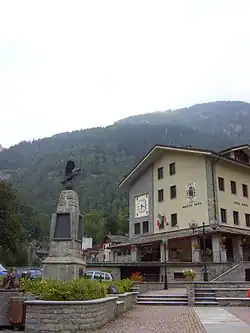The town hall and the school.