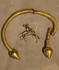 Northern Gallaeci torc (Artabri type with "pear" terminals) Galicia, showing construction, and decoration of the hoop