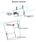Location of the mausoleum (red) in the Musalla complex