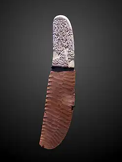 The Gebel el-Arak Knife; 3300–3200&nbsp;BC; elephant ivory (the handle) and flint (the blade); length: 25.5&nbsp;cm; most likely from Abydos (Egypt); Louvre
