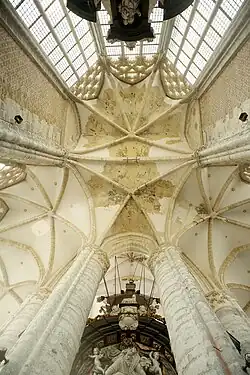 Vaulting of the church, with fresco fragments