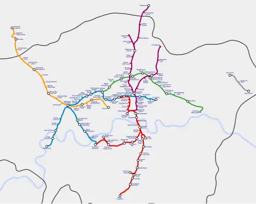 Geographic map of the London Overground network