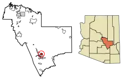 Location of Copper Hill in Gila County, Arizona.