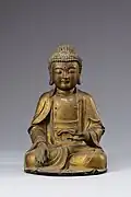 Gilt-bronze Seated Amitabha Buddha. Joseon dynasty. h. 27.9&nbsp;cm. National Museum of Korea.