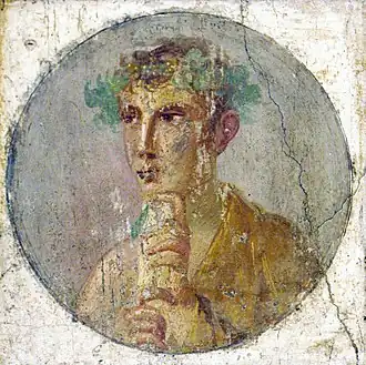 Image 51A fresco portrait of a man holding a papyrus roll, Pompeii, Italy, 1st century AD (from Culture of ancient Rome)