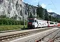 Glacier Express passing through the Ruinaulta