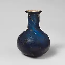Roman perfume bottle; 1st century AD; glass; 5.2&nbsp;cm ×&nbsp;3.8&nbsp;cm (2.0&nbsp;in ×&nbsp;1.5&nbsp;in); Metropolitan Museum of Art