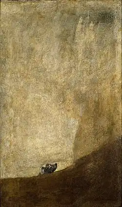 The Dog; Francisco de Goya; ca. 1819–1823; mural transferred to canvas, 131.5 × 79.3&nbsp;cm.; Museo del Prado
