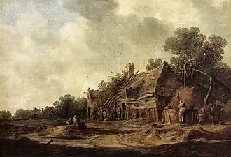 Peasant Huts with a Sweep Well (1633), oil on panel, 55 x 80&nbsp;cm., Gemäldegalerie Alte Meister