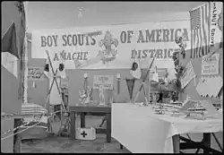 Exhibits of work done by the various boy scout troops at Granada Relocation Center in May 1943