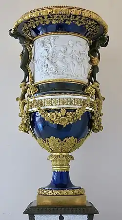 Large vase; 1783; hard porcelain and gilt bronze; height: 2 m, diameter: 0.90 m; Louvre