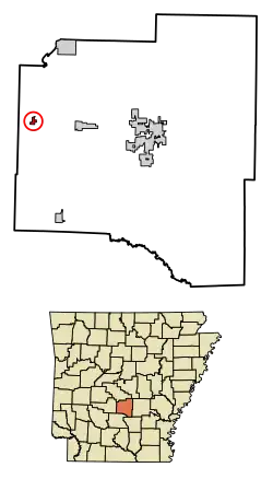 Location of Poyen in Grant County, Arkansas.