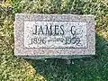 Gravemarker of James G. Polk located in the Highland Cemetery in Highland, Ohio.