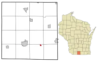 Location in Green County and the state of Wisconsin