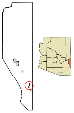 Location of Duncan in Greenlee County, Arizona