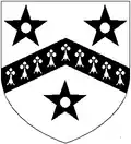 Gresham arms: Argent a Chevron Erminés between three Mullets pierced Sable