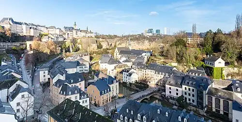 View of the Luxembourg center cityscape from Cité Judiciaire