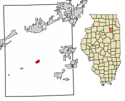 Location of Mazon in Grundy County, Illinois.