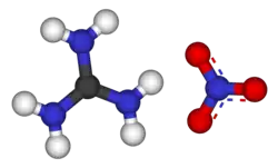 Ball-and-stick models of the constituent ions