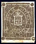 1868, tres pesos, first issue revenue stamp.