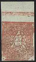 1874, medio real, second issue revenue stamp.