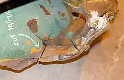 fracture seen in part of the bridge