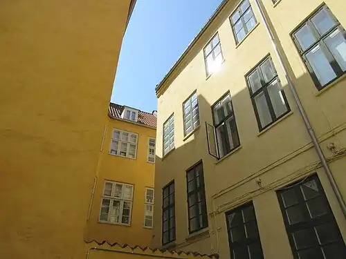 The rear side of the building.