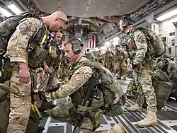 Portuguese paratroopers on board an aircraft