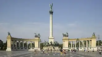 Image 11Heroes' Square is one of the major squares in Budapest, Hungary, noted for its iconic statue complex featuring the Seven chieftains of the Magyars and other important Hungarian national leaders