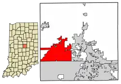 Location of Westfield in Hamilton County, Indiana.