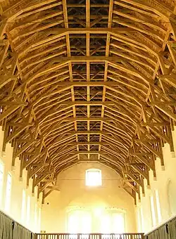 The restored new single hammerbeam roof in the Great Hall at Stirling Castle