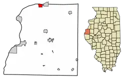 Location of Pontoosuc in Hancock County, Illinois.