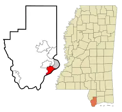 Location of Waveland, Mississippi