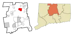 Windsor Locks' location within Hartford County and Connecticut