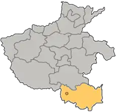 Location of Xinyang City jurisdiction in Henan