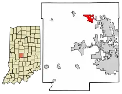 Location of Pittsboro in Hendricks County, Indiana.
