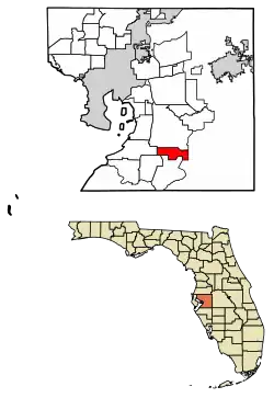 Location of Balm in Hillsborough County, Florida.
